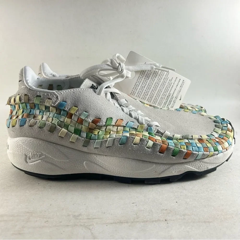 Nike Air Footscape Woven Womens Suede Shoes Gray Rainbow Size 9.5 FB1959–101